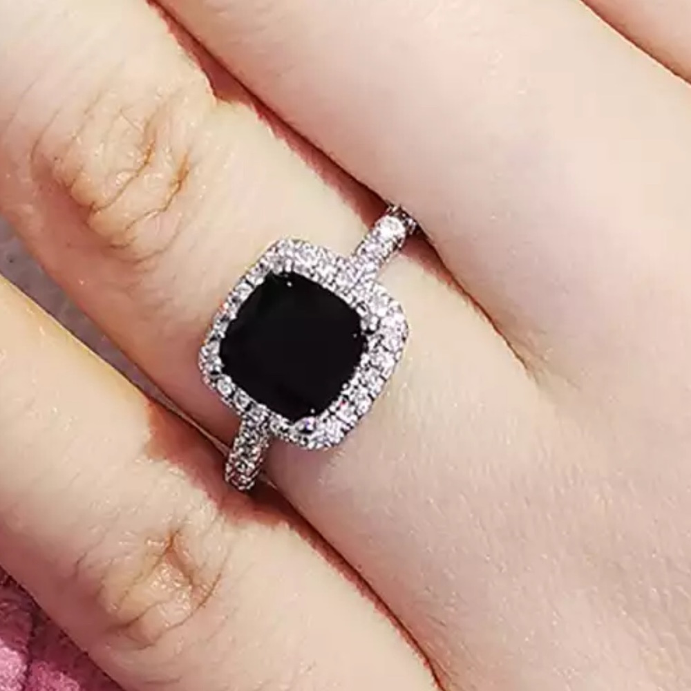 New 925 Silver Engagement Promised Sapphire Ring